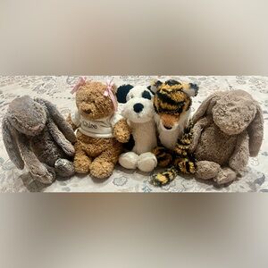 Jellycat Plush Bundle - 2 X Bunny, Bear, Tiger, Dog